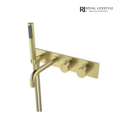 LYSKA  Style – Inbouw badkamerthermostaat - Muurbevestiging - Geborsteld messing - Modern design