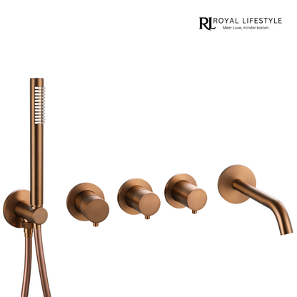 LYSKA - Inbouw Badkraan Geborsteld Brons – Luxe Wandkraan met PVD Coating