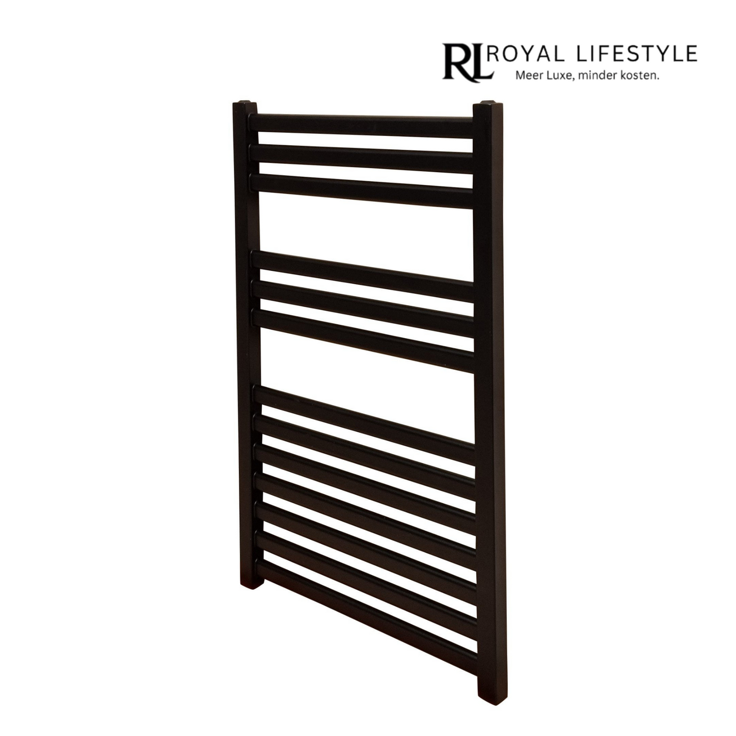 LYSKA Varo CV Handdoekradiator 800×500 mm – Mat Zwart – Vierkant Design – Zijaansluiting