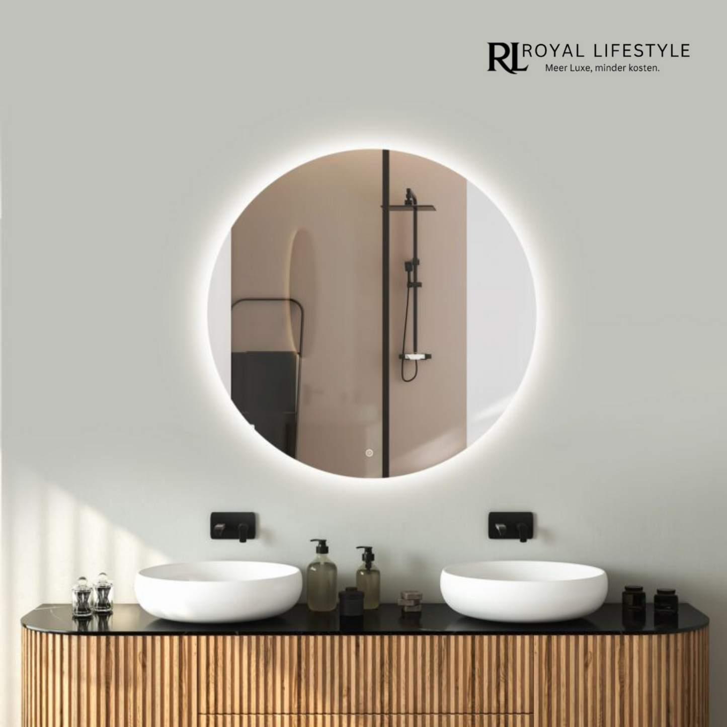 LYSKA Luna LED Badkamerspiegel Rond 60 cm – Dimbaar en Condensvrij