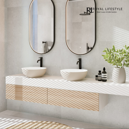 LYSKA Luna LED Badkamerspiegel Ovaal 50×100 cm – Geborsteld Goud – Dimbaar en Condensvrij