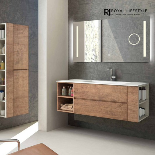 LYSKA Nova LED Badkamerspiegel 160×80 cm – Met Geïntegreerde Scheerspiegel en Anti-condensfunctie