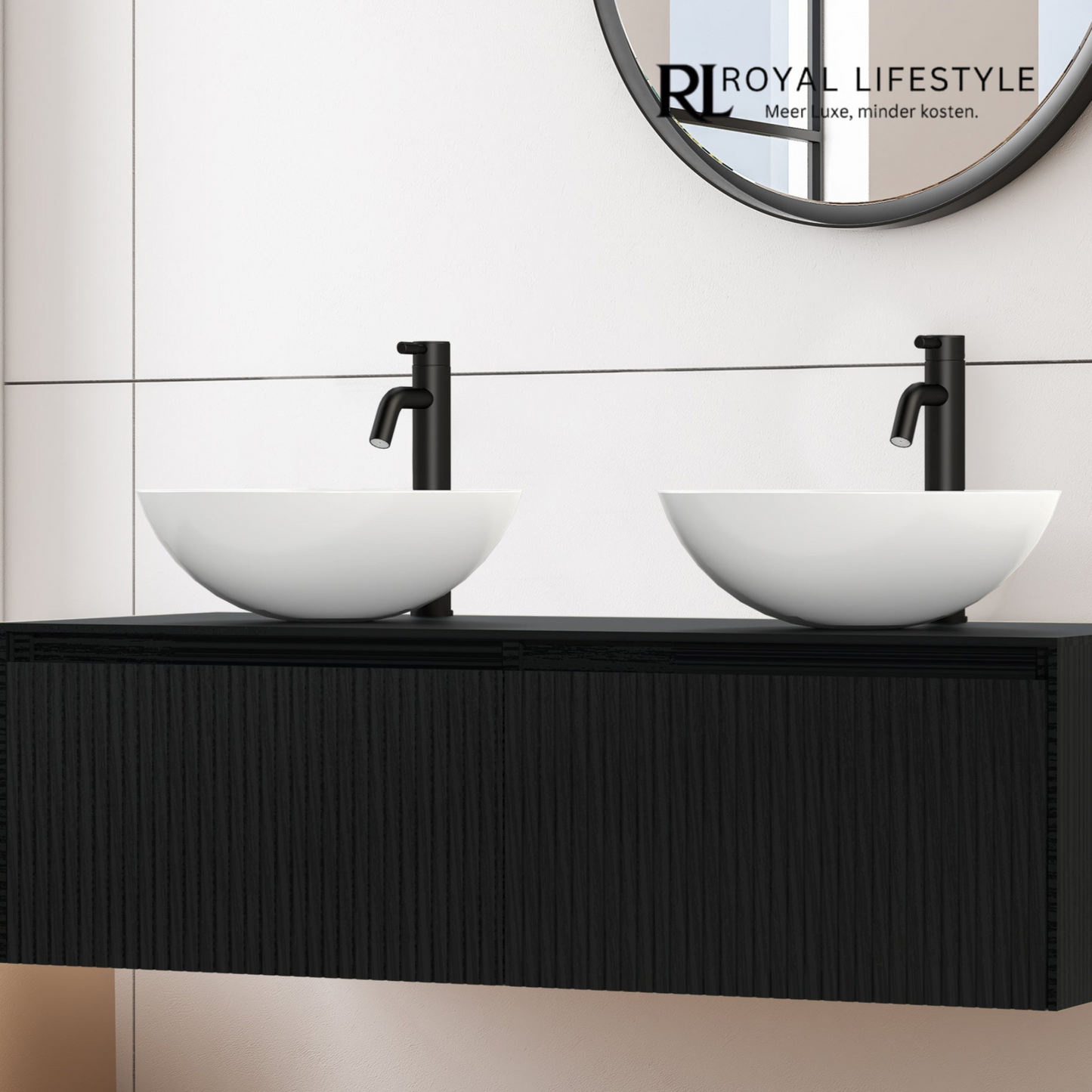 LYSKA Arashi – Design Badkamermeubel Charcoal – Voor Japandi Badkamers – Inclusief Topblad