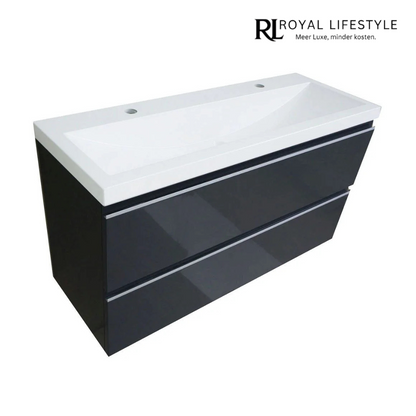 LYSKA Onderkast 100×36 cm – Hoogglans Grijs – Dubbele Softclose Laden