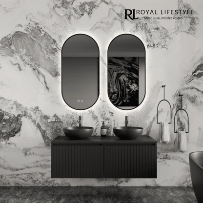 LYSKA Onderkast 100 x 46 cm - Houtnerf Grijs - 2 Laden - Softclose