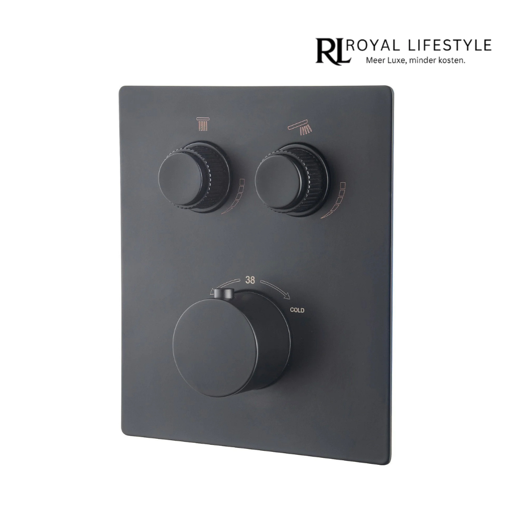 LYSKA - Wiesbaden Caral Klik Pro Afbouwdeel Inbouwthermostaat 2-weg – Mat Zwart