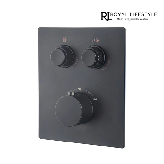 LYSKA - Wiesbaden Caral Klik Pro Afbouwdeel Inbouwthermostaat 2-weg – Mat Zwart