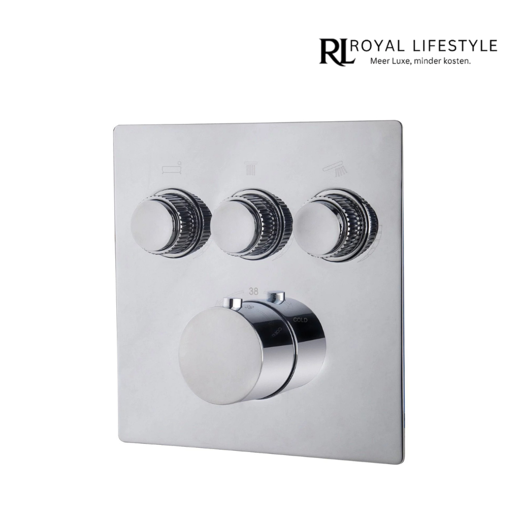 LYSKA Wiesbaden Caral Klik Pro afbouwdeel inbouwthermostaat 3 weg chroom