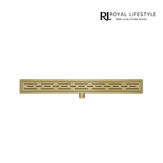 LYSKA Douchegoot met Flens & Rooster – 100×7 cm – Geborsteld Messing – PVD Coating