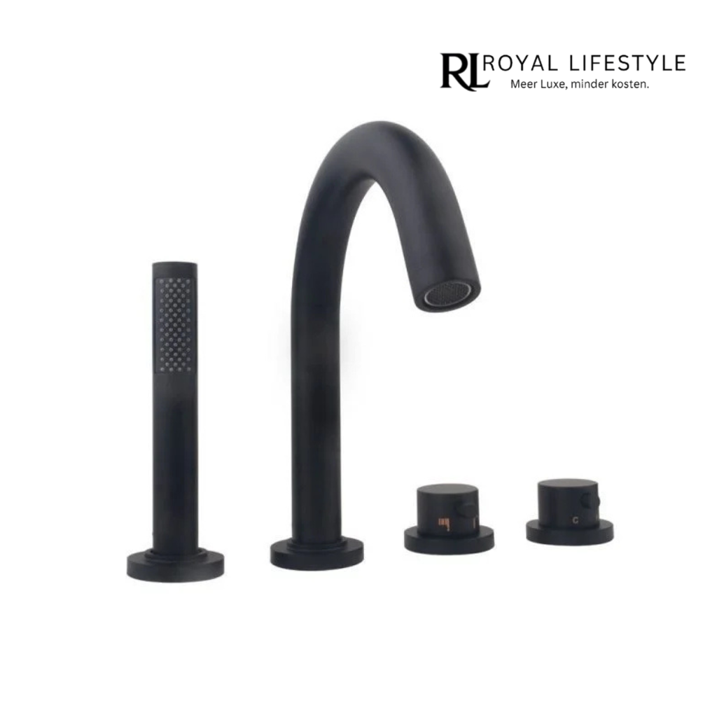 LYSKA - Wiesbaden Caral – 4-gats badrandthermostaat afbouwset – Mat Zwart