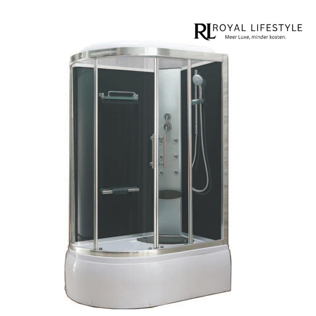 LYSKA Premium Bad/Douche Combinatie – 130×85×220 cm – 5 mm Veiligheidsglas – Met Massagejets en Zitje