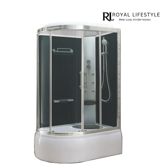 LYSKA Premium Bad/Douche Combinatie – 130×85×220 cm – 5 mm Veiligheidsglas – Met Massagejets en Zitje