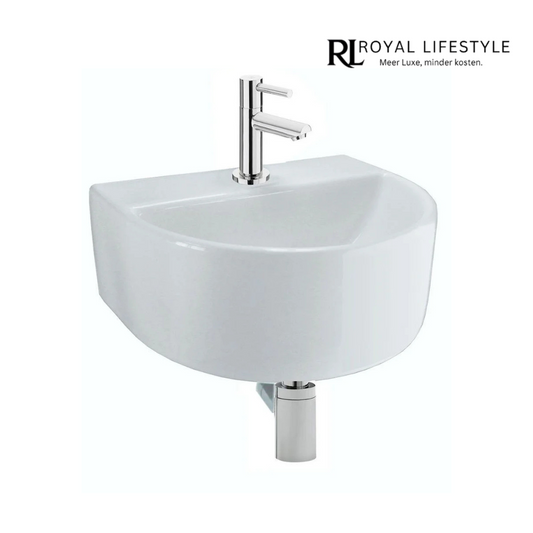 LYSKA One Pack Lara Fontein + Amador Chroom Kraan – Complete Set – Compacte Toiletfontein met Plug, Sifon & Bevestiging – Wit