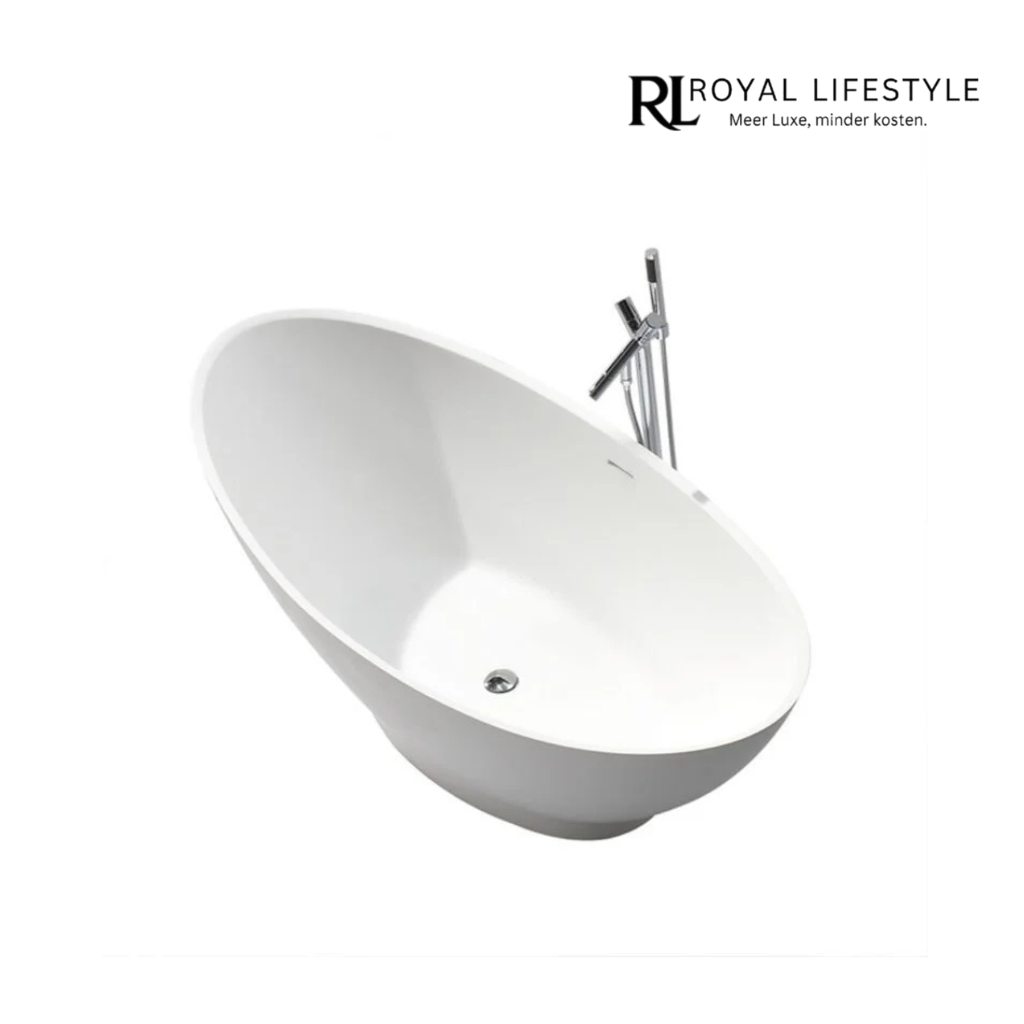 LYSKA - Wiesbaden Jasmijn Vrijstaand Bad 186.5x84 – Mat Wit Solid Surface