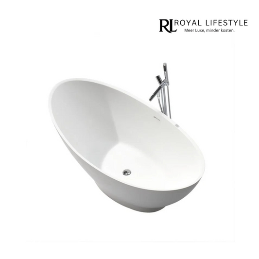 LYSKA - Wiesbaden Jasmijn Vrijstaand Bad 186.5x84 – Mat Wit Solid Surface