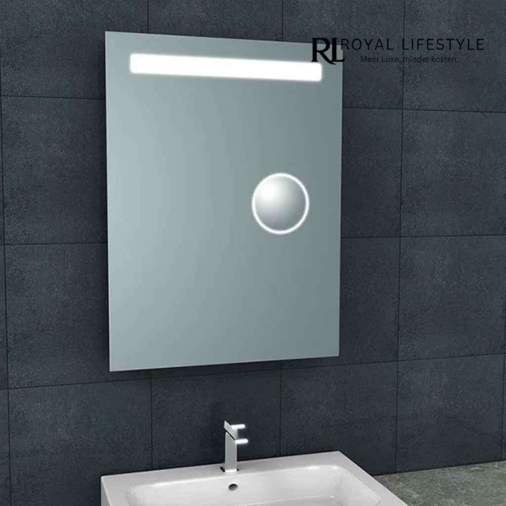 LYSKA Nova LED Badkamerspiegel 60×80 cm – Met Geïntegreerde Scheerspiegel