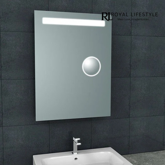 LYSKA Nova LED Badkamerspiegel 60×80 cm – Met Geïntegreerde Scheerspiegel