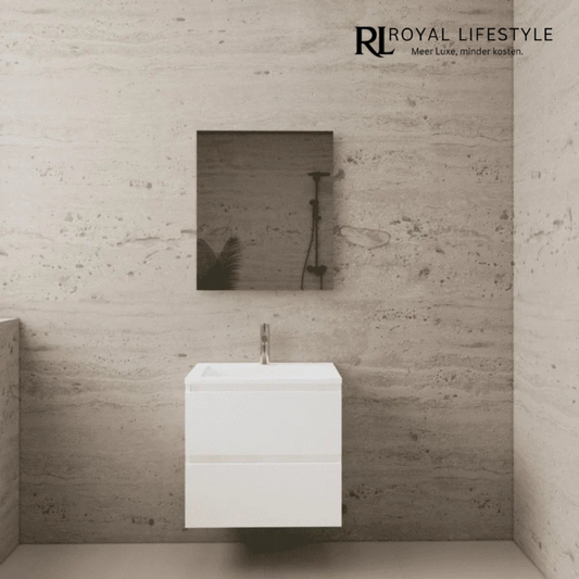 LYSKA Gliss Design Wasmeubel 80 cm – Hoogglans Wit Onderkast & Mat Witte