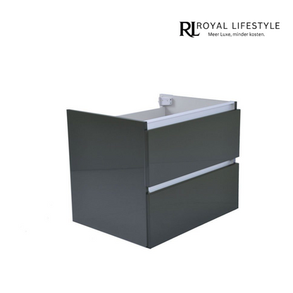 LYSKA Vision Onderkast 60 cm – 2 Laden – Hoogglans Grijs – MDF – Zonder Wastafel – RAL 7024