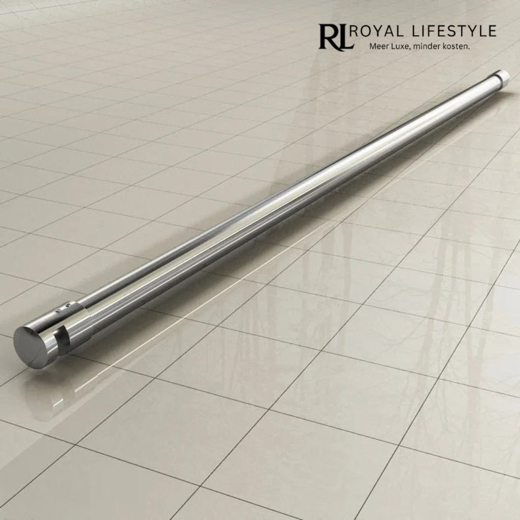 LYSKA Type 1 Stabilisatiestang 120 cm – Inkortbaar – Inclusief Glas- en Muurkoppeling – Chroom