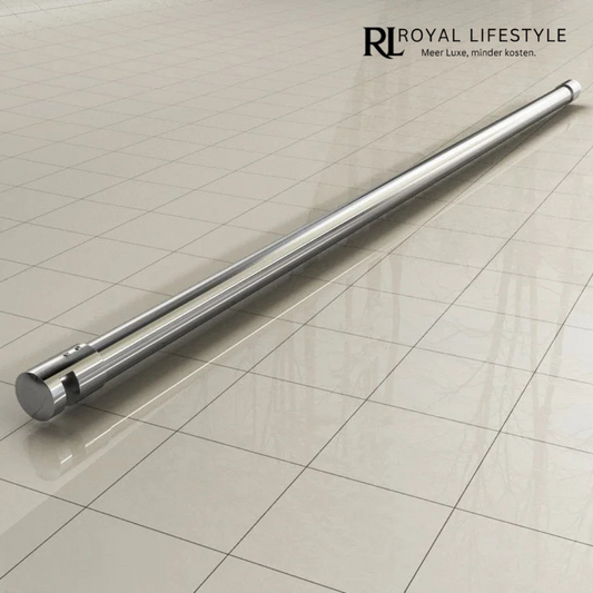 LYSKA Type 1 Stabilisatiestang 120 cm – Inkortbaar – Inclusief Glas- en Muurkoppeling – Chroom