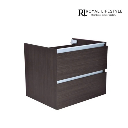 LYSKA Vision Onderkast 60 cm – 2 Laden – Houtnerf Grijs – Gelamineerd – Zonder Wastafel – Badkamermeubel