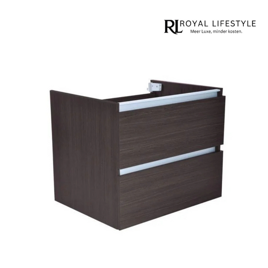 LYSKA Vision Onderkast 60 cm – 2 Laden – Houtnerf Grijs – Gelamineerd – Zonder Wastafel – Badkamermeubel