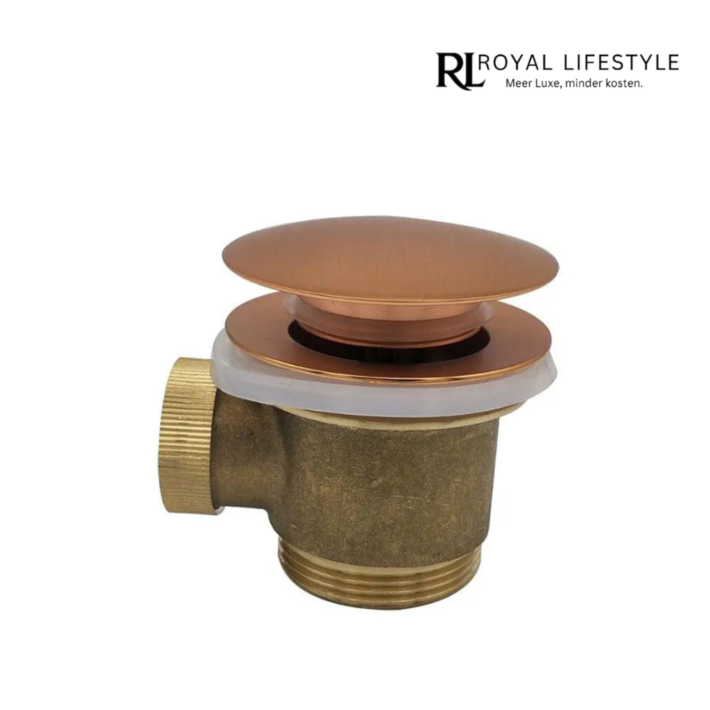 LYSKA Clickwaste – 1½″ – Compleet voor Vrijstaande Baden – Geborsteld Koper