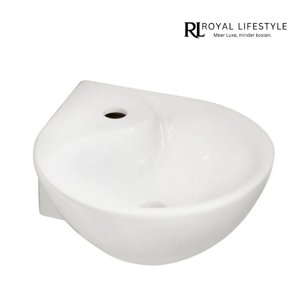 LYSKA Porta Hoekfontein – 35×35×14,5 cm – Wit – Met Voorzijde Overloop