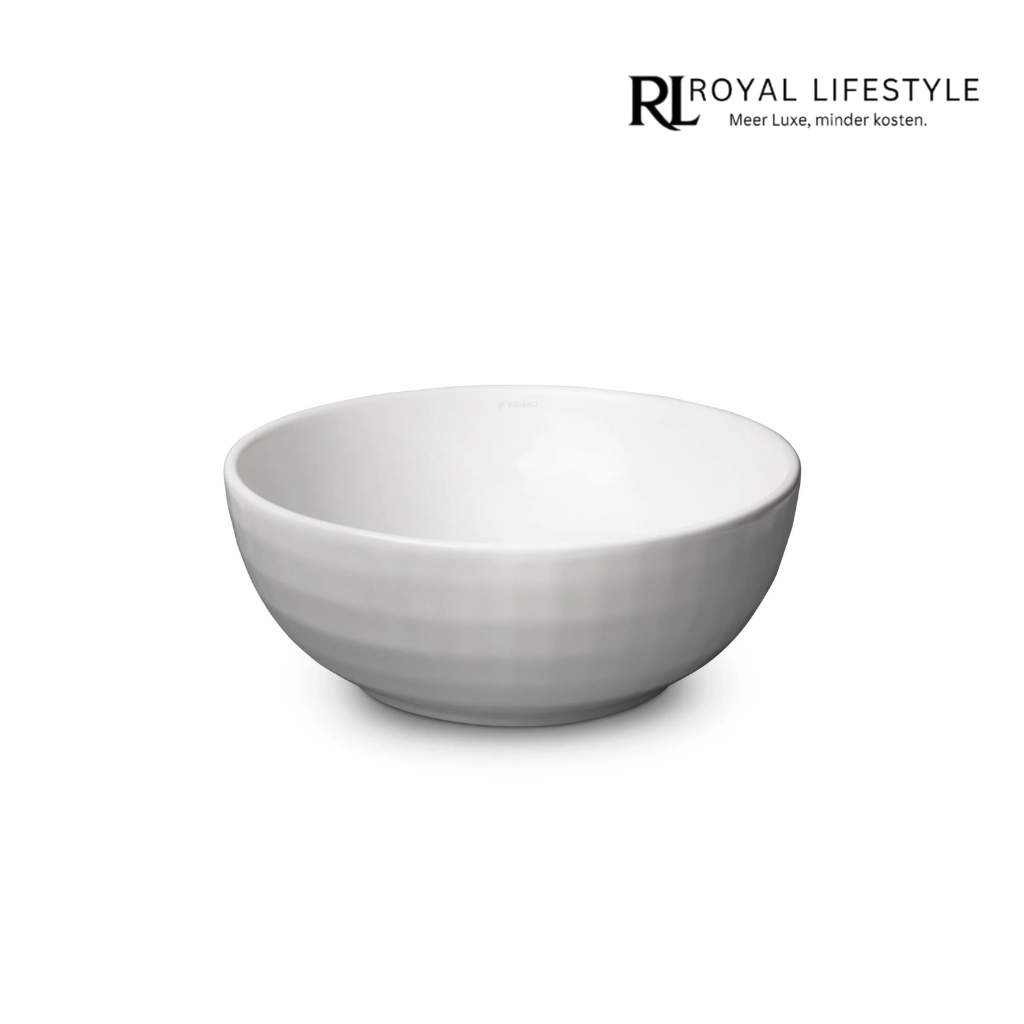 LYSKA - Koriiste Ronde Waskom 40 cm – Mat Warm Wit – Moderne Opzetwastafel van Keramiek