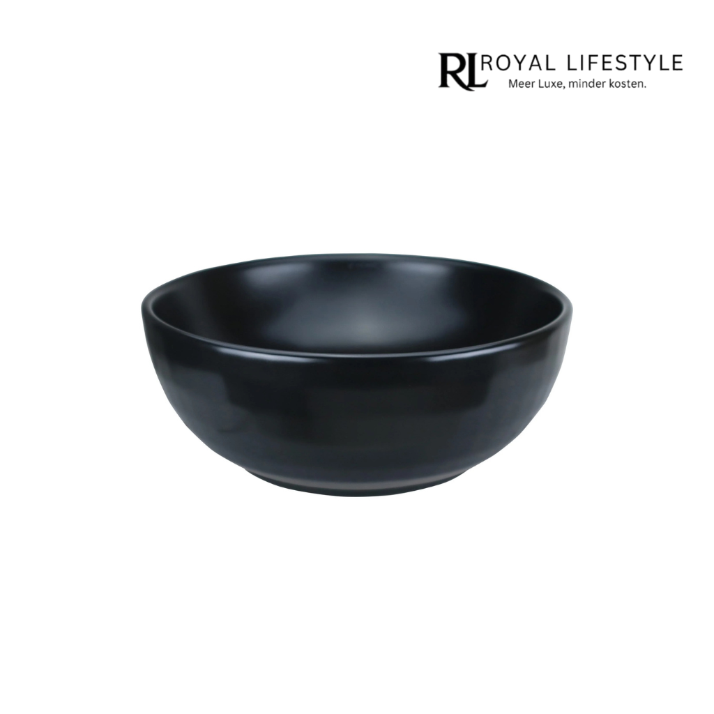 LYSKA - Koriiste Ronde Waskom 40 cm – Mat Zwart – Moderne Opzetwastafel van Keramiek