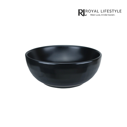 LYSKA - Koriiste Ronde Waskom 40 cm – Mat Zwart – Moderne Opzetwastafel van Keramiek