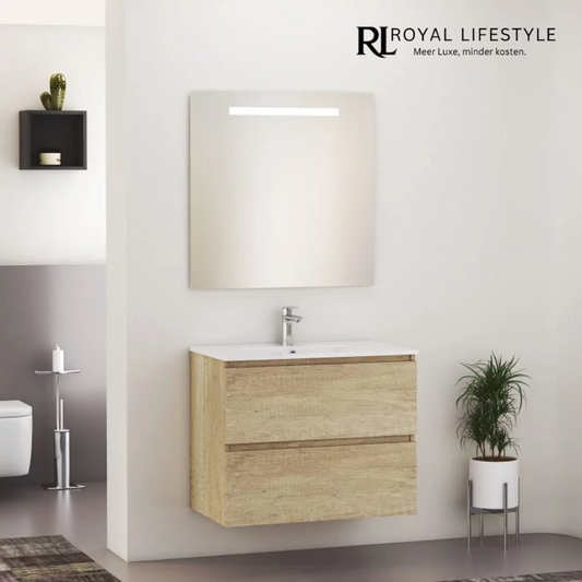 LYSKA SEPHIA Badmeubel 80 cm Nature – Inclusief LED Spiegel & Wastafel