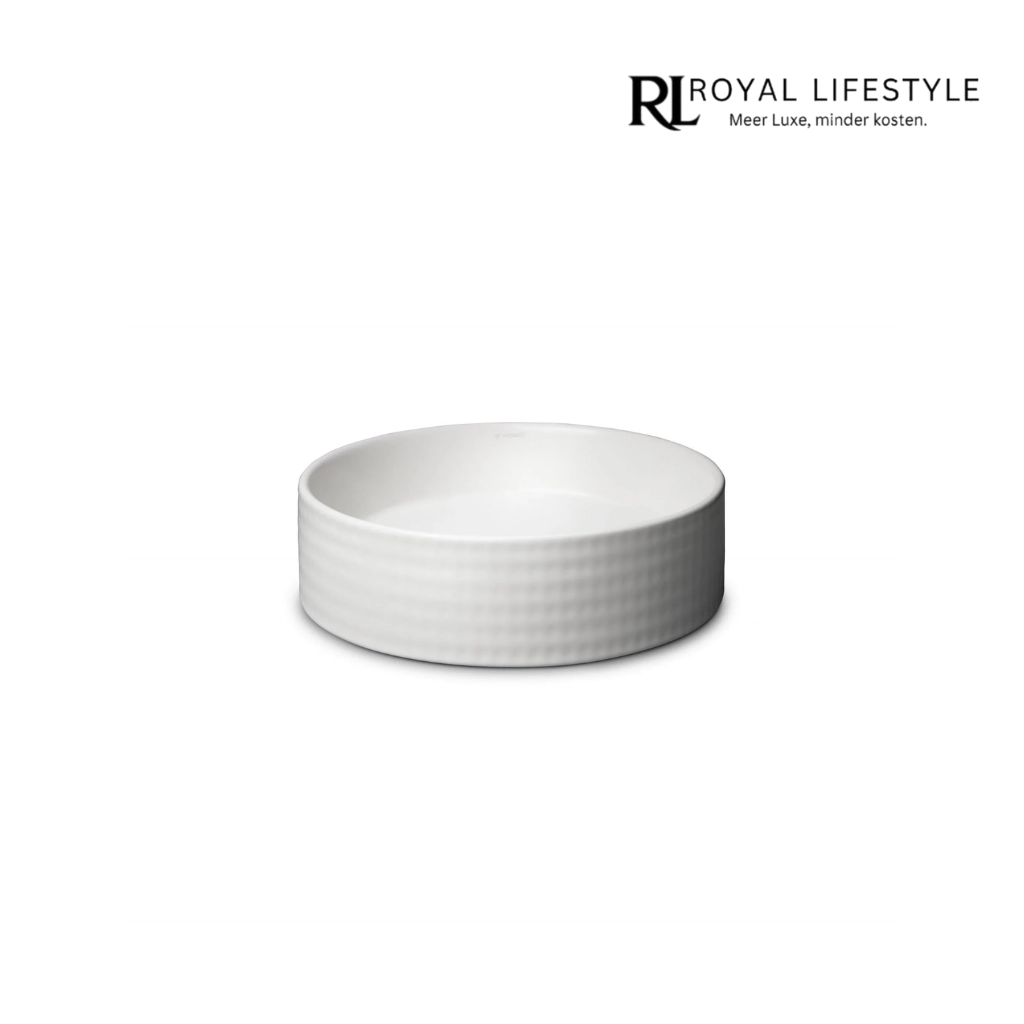 LYSKA Jokii Ronde Waskom 40 cm – Mat Warm Wit – Moderne Opzetwastafel