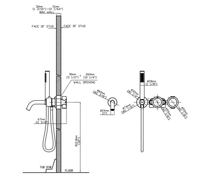 Viidako – Luxurii inbouw badkraan – Gun Metal – Inclusief Vernet inbouwdeel