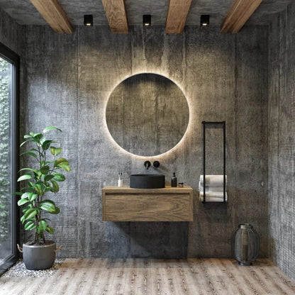 LYSKA Athene LED Badkamerspiegel Ø100 cm – Mat Wit – Dimbare Verlichting met 3 Lichtstanden – IP44