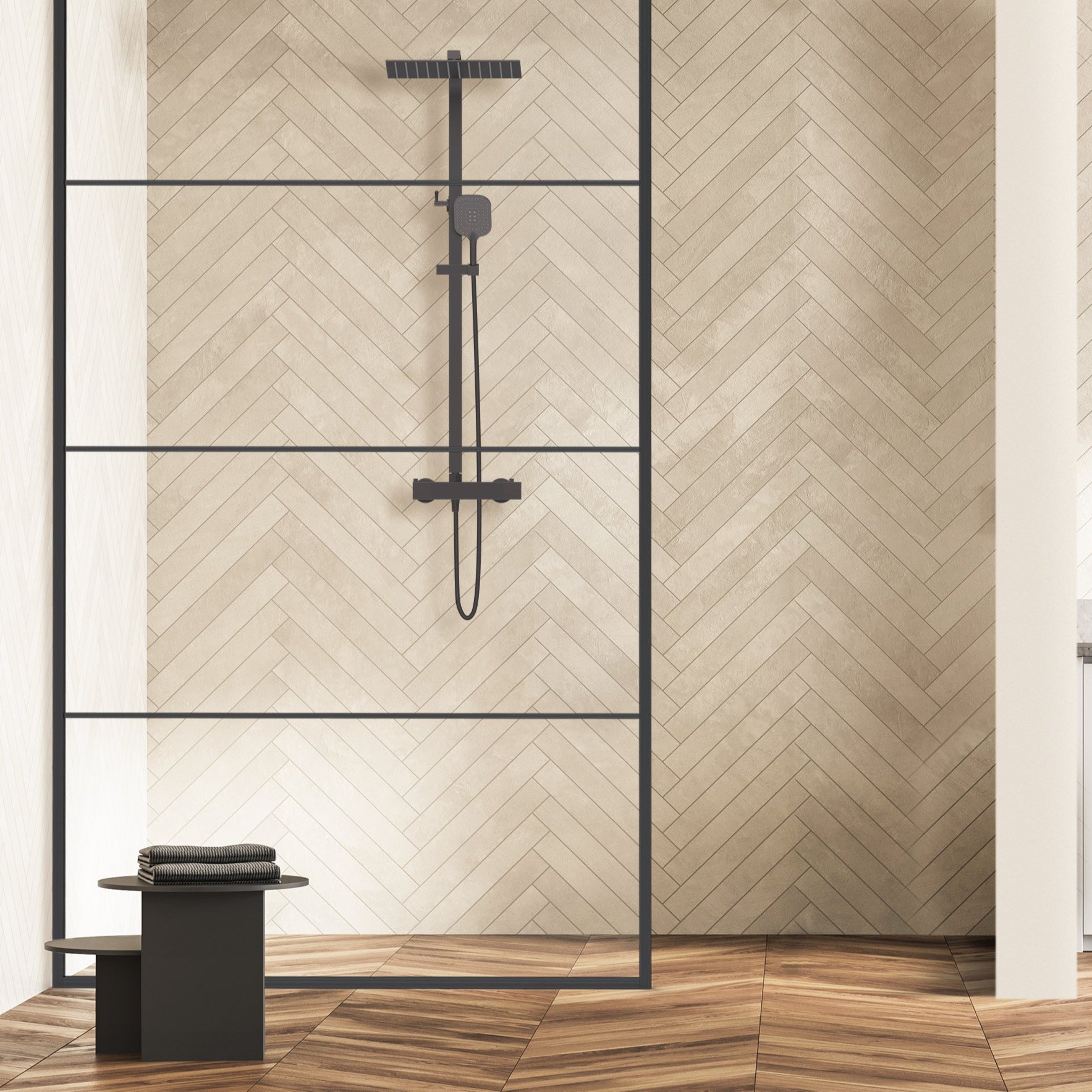 Viidako - Kimii Doucheset Opbouw Compleet – Mat Zwart – 30 cm x 30 cm regendouche