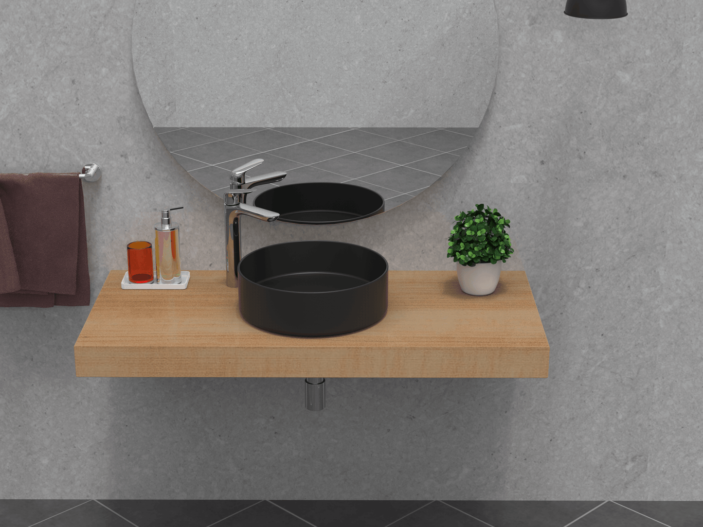 Viidako – Vesii Waskom - 40 cm ø - Mat Zwart