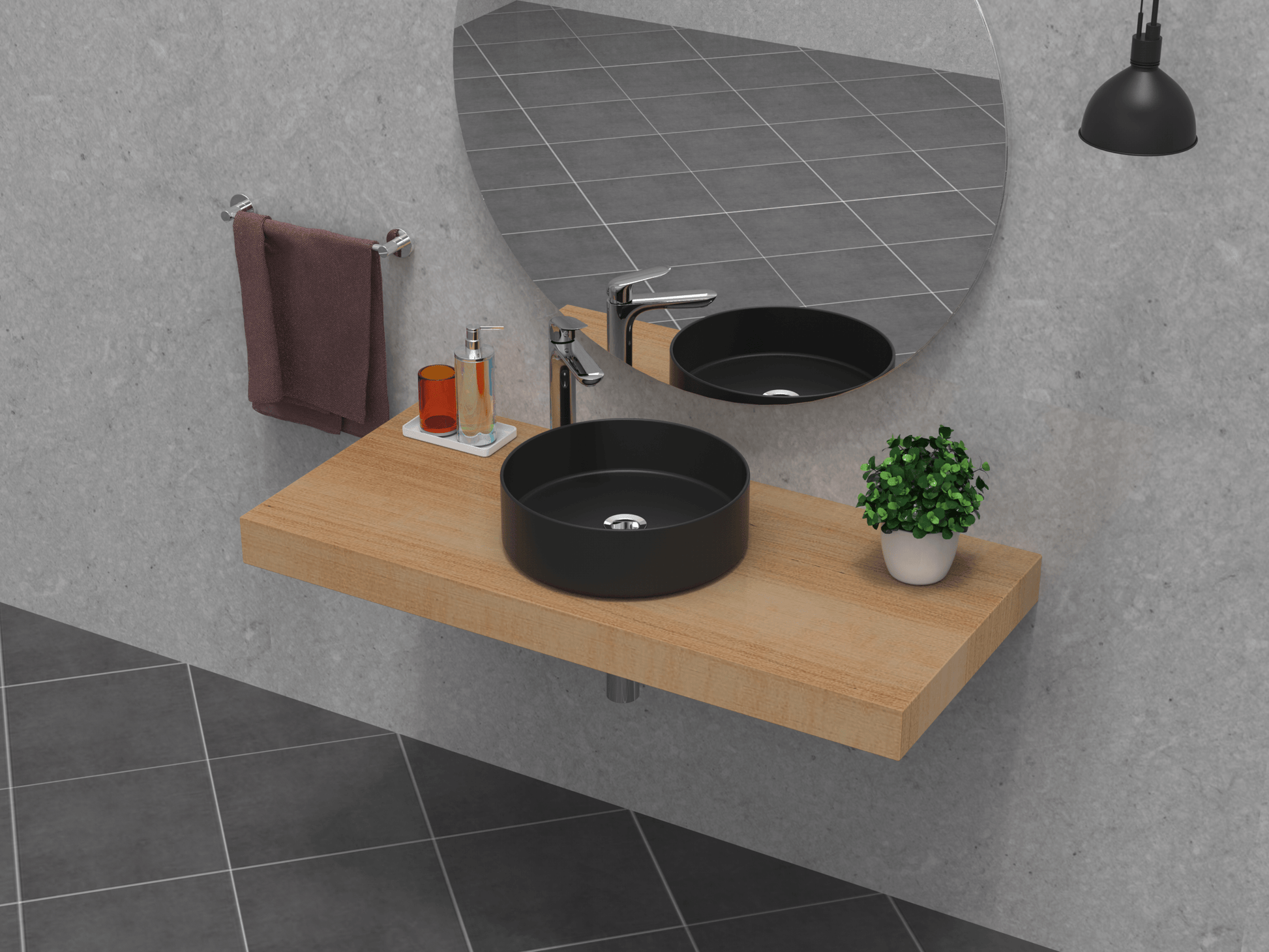 Viidako – Vesii Waskom - 40 cm ø - Mat Zwart