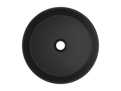 LYSKA Vesii Ronde Waskom 40 cm – Mat Zwart – Moderne Keramische Opzetwastafel