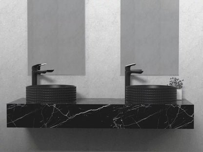 LYSKA Vesii Ronde Waskom 40 cm – Mat Zwart – Moderne Keramische Opzetwastafel